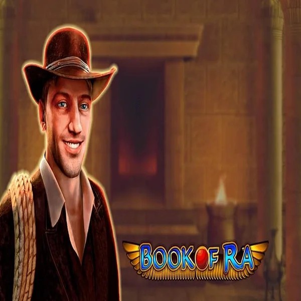 Book of Ra slot logo by Greentube at Rodeo Casino