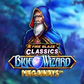 Fire Blaze Blue Wizard Megaways by Rarestone Gaming, showcased at rodeo-slots.com – game logo